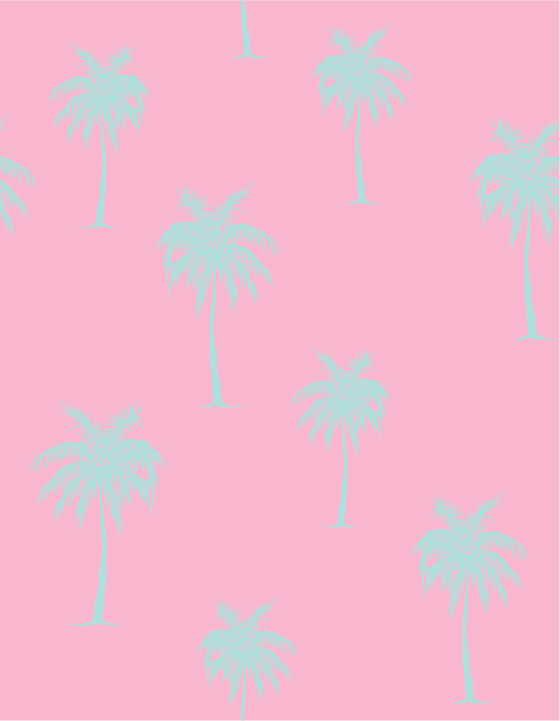 Blue Palms on Pink SBS