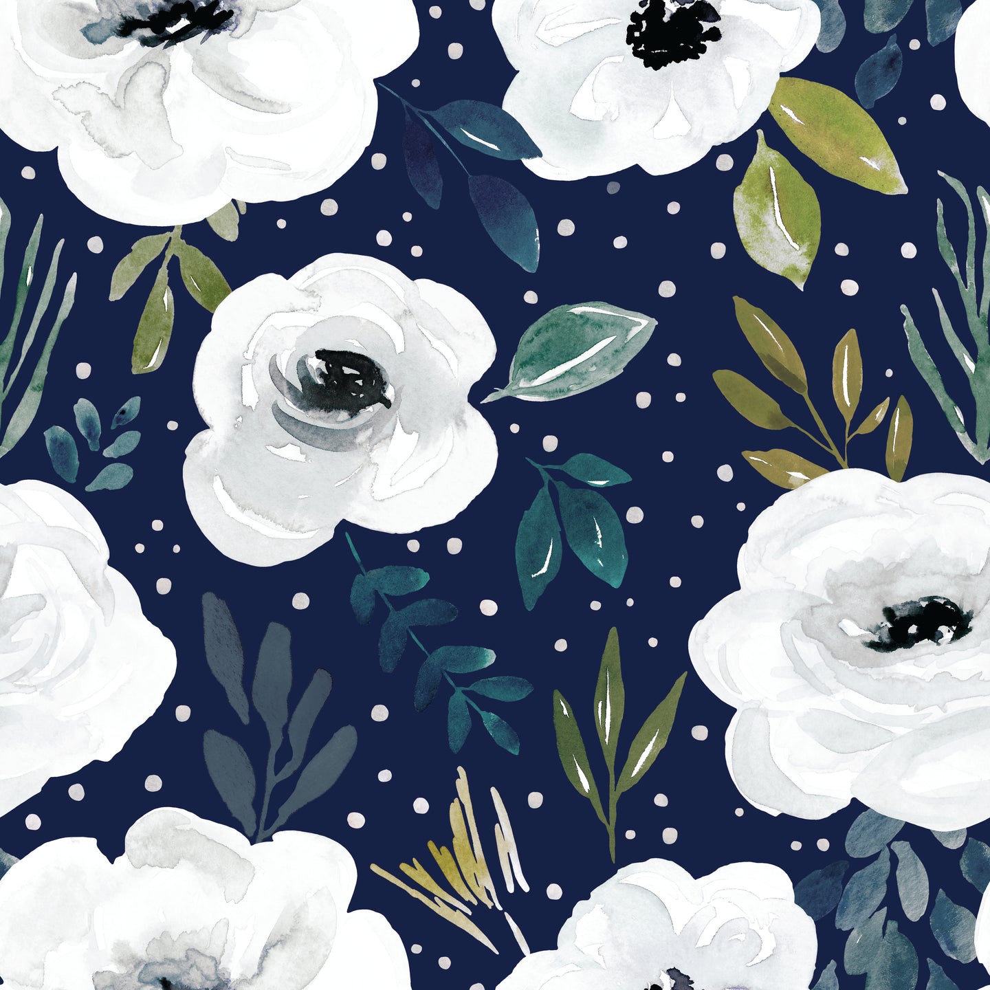 Blue Frost Floral Woven Sateen