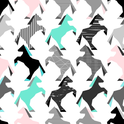 25S Pink and Mint Geo Horses