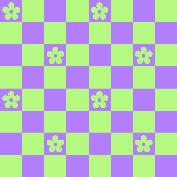 25S Neon Purple and Green Daisy Checker