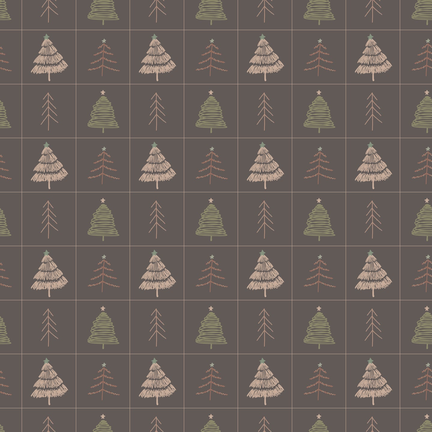 Boho Christmas Neutral Grid Trees