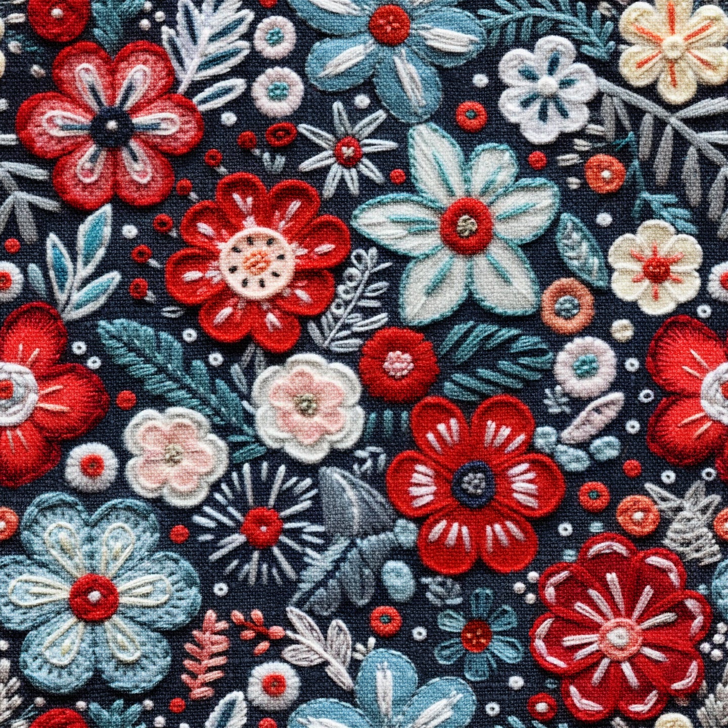 Patriotic Floral Faux Embroidery CS