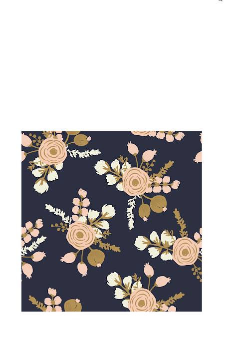 Gold and Navy Floral STRETCH Woven