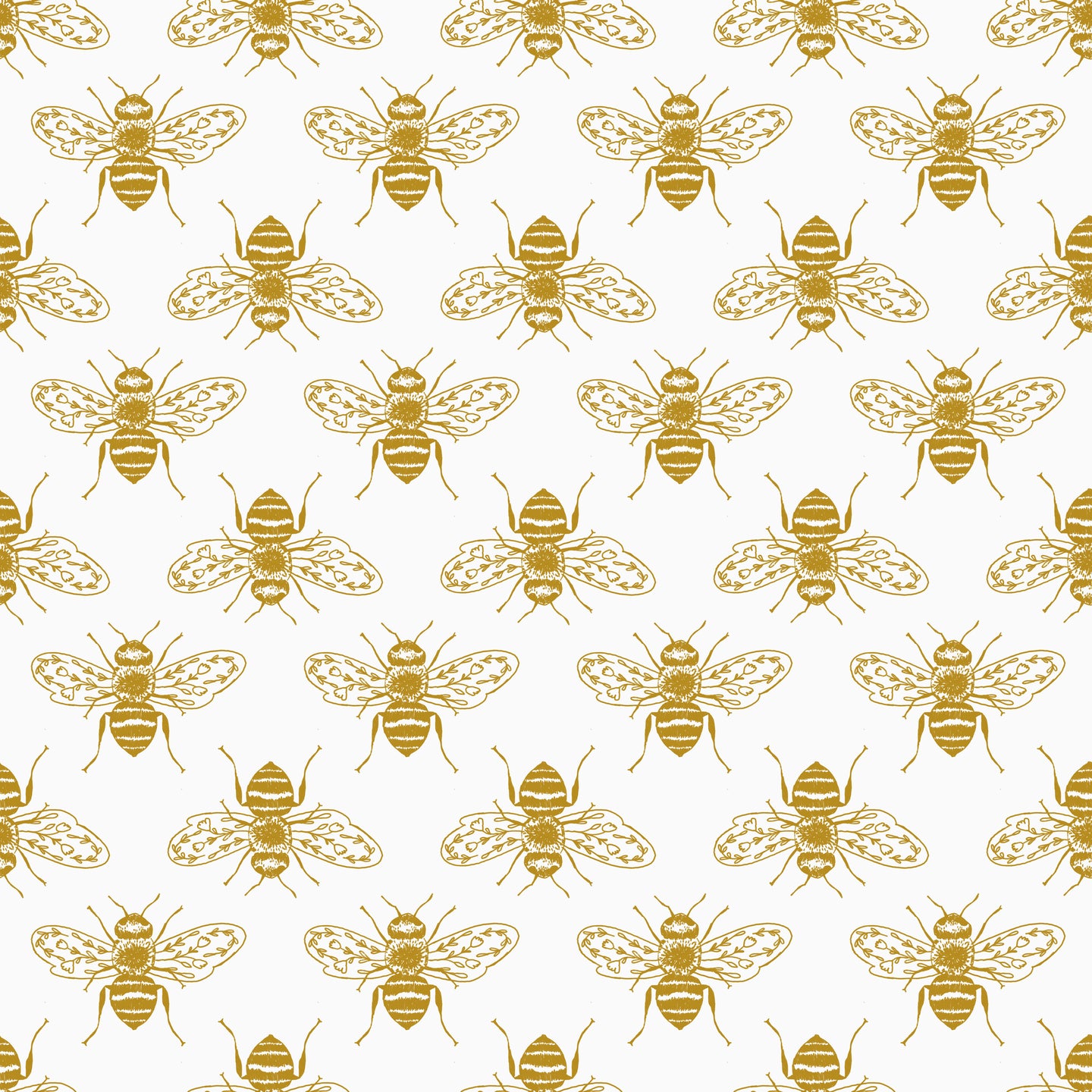Gold Bees Cotton Canvas