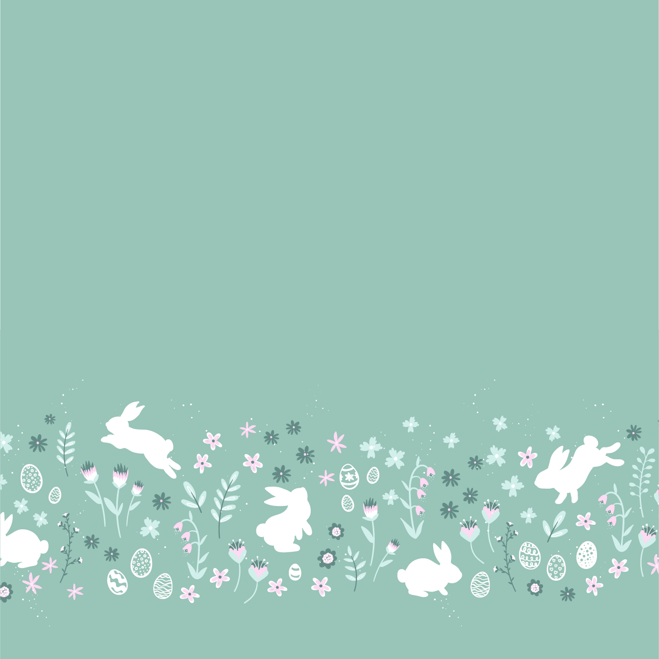 Small Bunnies and Floral Border Woven