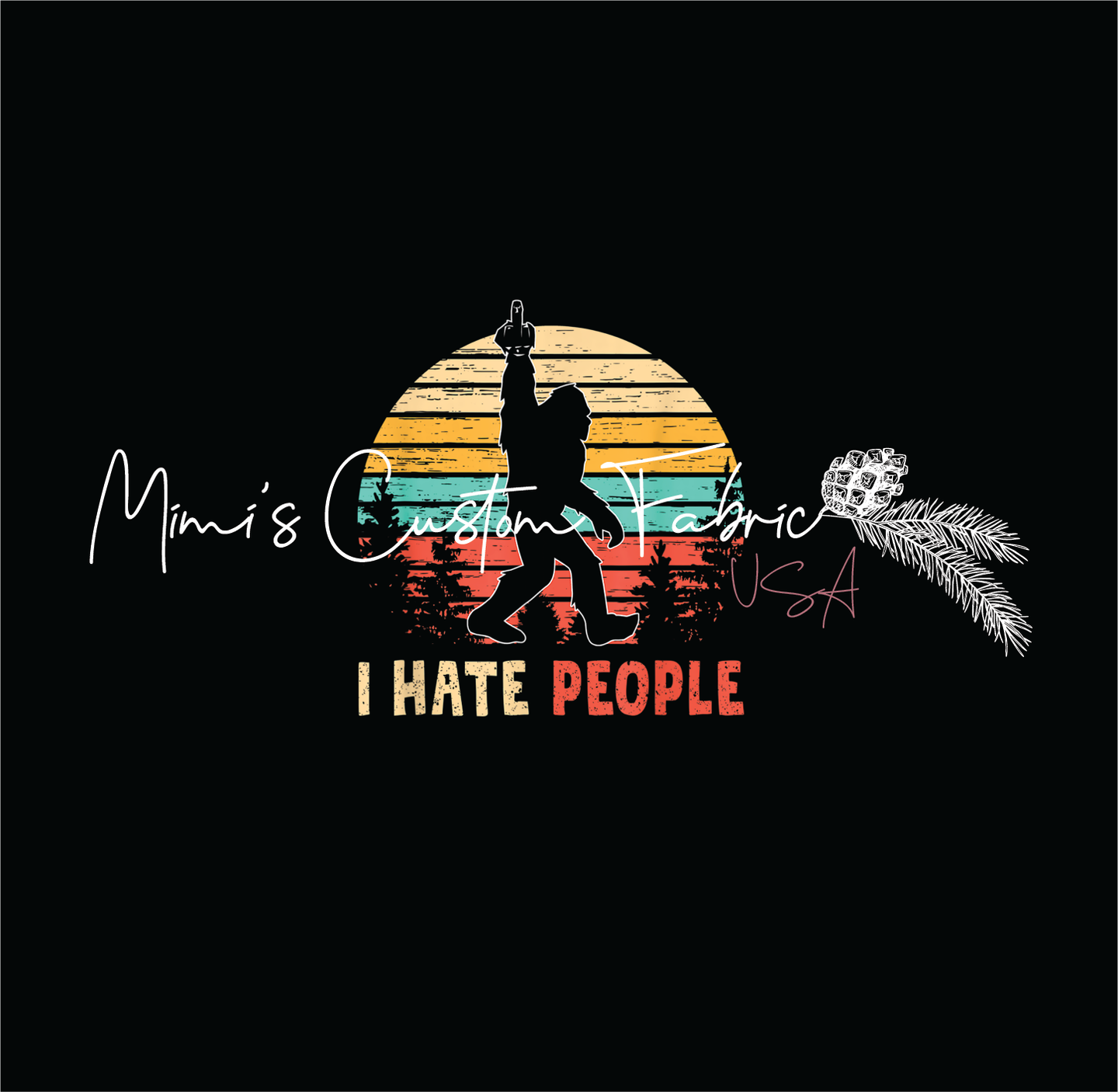 Large I Hate People Finger Panel Cotton Canvas